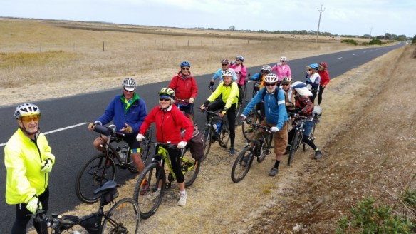 Having Battled a headwind to ride from Kingston SE to Cape Jaffa, the ride back was a breeze, with a strong tail wind. Hence the smiles as we re-grouped before hitting the highway back to Kingston. Photo Taken by Geoffrey.